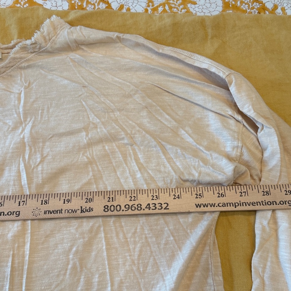 Paper Lace Relaxed Star-Back hi-low Top in natural ivory cotton elbow sleeves lg - Picture 5 of 9